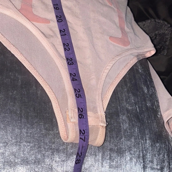 Zara Nude pink mesh flamingo detail bodysuit New Sz S - Picture 7 of 15